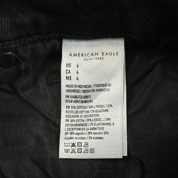 American Eagle Outfitters Women's Black Denim Mom Shorts High Waist Stretch Sz 4 - Picture 9 of 16